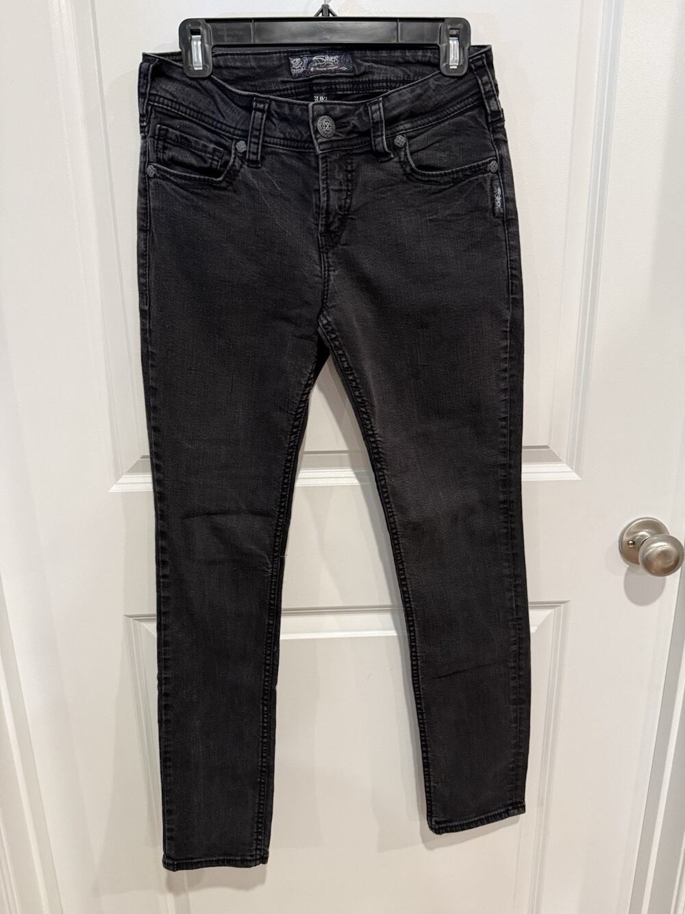 Silver Jeans Co Suki Mid Skinny Jeans Black Denim 29x31 With Stretch